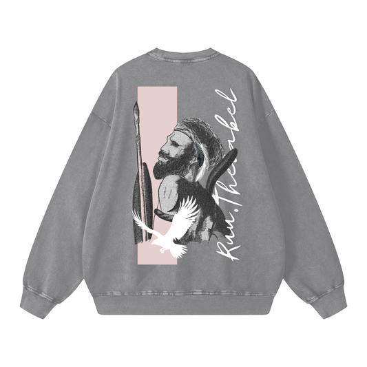 ANCESTRAL STRENGTH - Acid Wash Oversize Sweatshirt - 360 GSM